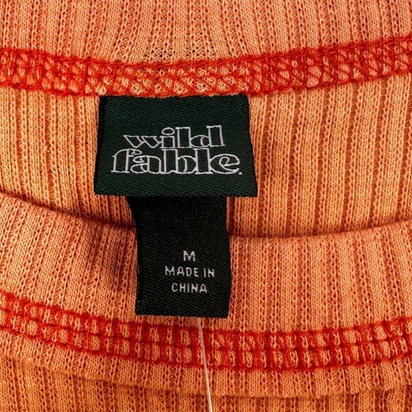 Wild Fable Women's Size Med Long Sleeve Slim Fit Baby Ribbed Tee Shirt Peach New - Picture 5 of 13